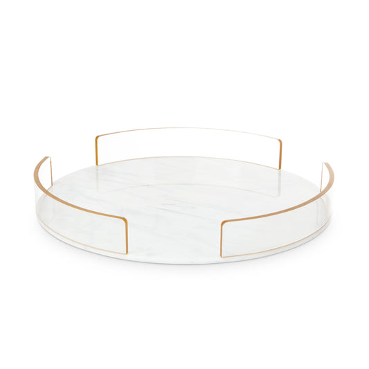 Marble & Gold Round Cake Tray